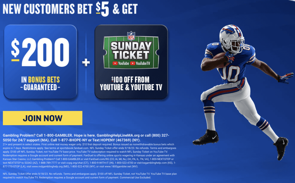 FanDuel NFL Promo Code Unlocks $200 Bonus + $100 NFL Sunday Ticket Discount
